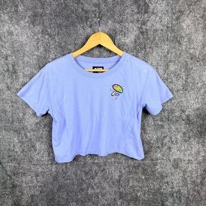 Blue UFO Graphic Crop Top
